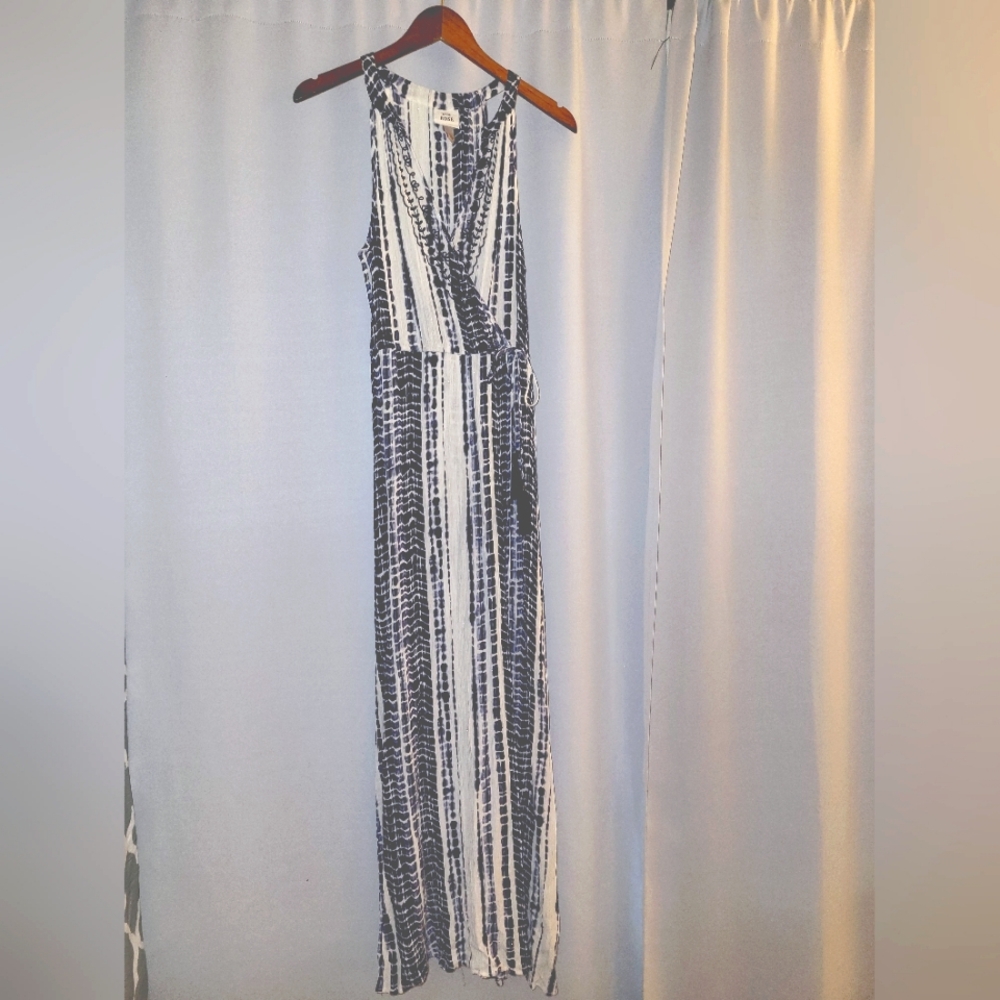 Navy and White Maxi Dress